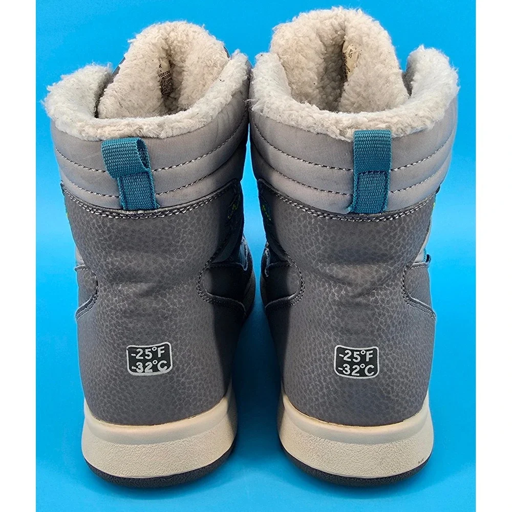 Merrell Snow Crush 3 Winter Boots Girls Sz 2 Waterproof Gray Teal Insulated Warm